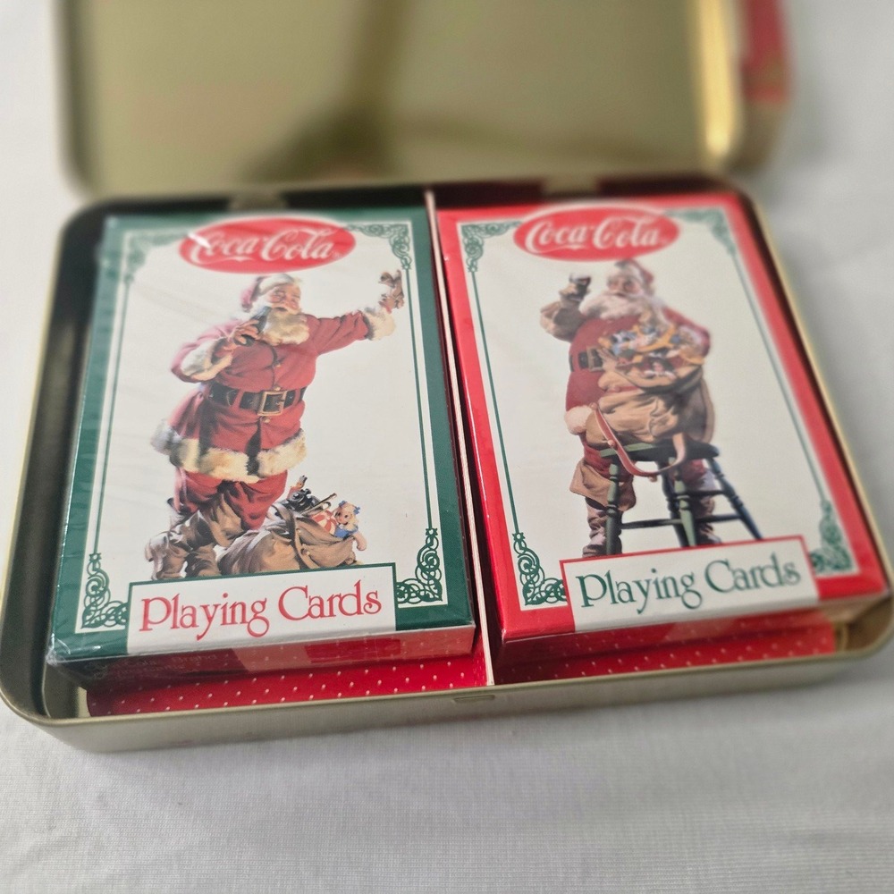SEALED Vintage 1994 Coca-Cola Santa Playing‎ Cards 2 Decks in Collectible Tin
